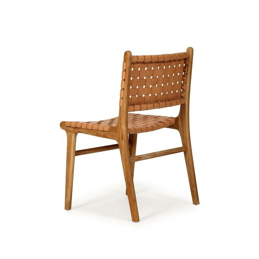 LeatherWeave Wooden Accent Dining Chair