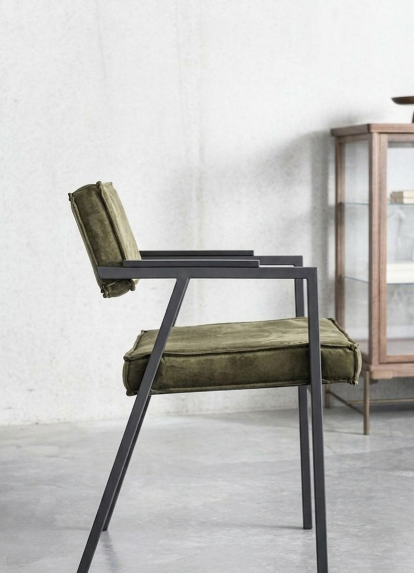 Modern Velvet Industrial Accent Chair