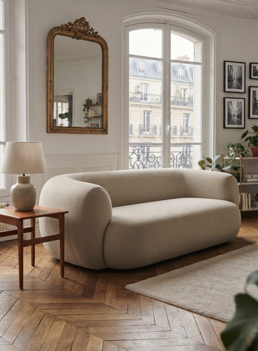 The Modern Curved Bouclé Blob 3-Seater Sofa