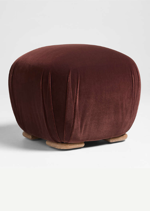 Velvet Round Ottoman Stool for Living Room