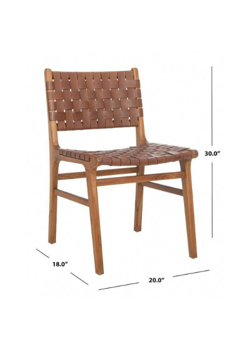 Heritage Weave Wooden Leather Dining Chair