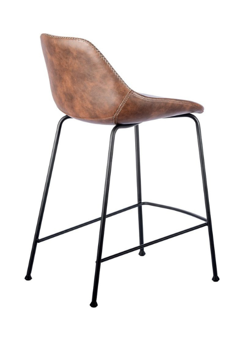 Rustic Leather Upholstered Bar Chair Stool