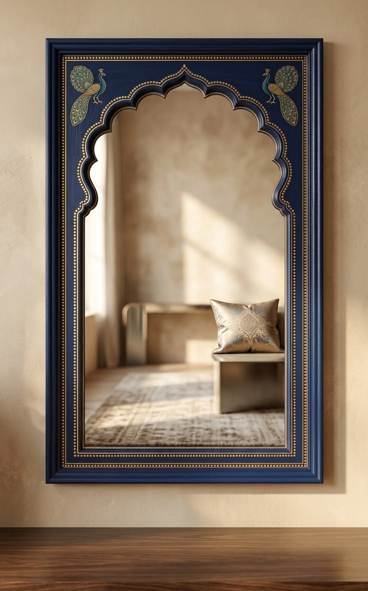 Rajvansh Peacock Arch Luxury Mirror