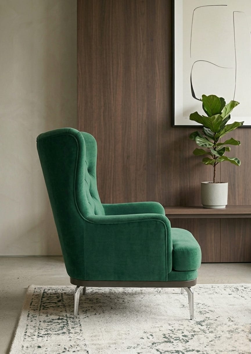 Emerald Velvet Wingback Luxury Single Sofa Chair
