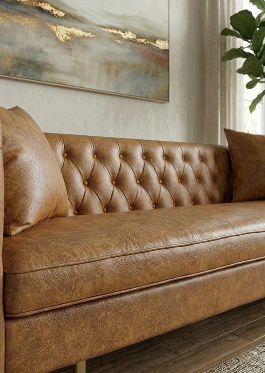 Heritage Luxe Leatherette 3 Seater Sofa