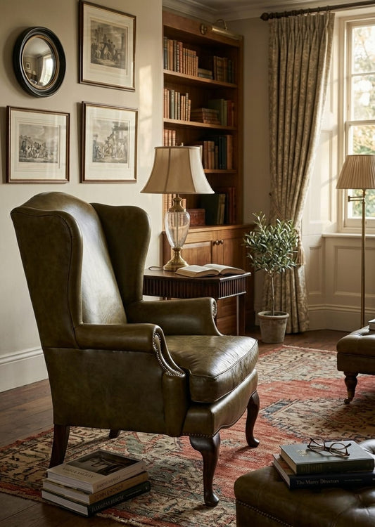 Heritage Wingback Luxury Leather Single Sofa Chair