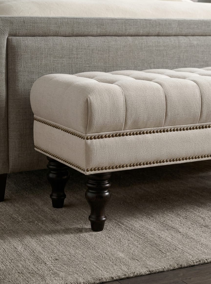 Regal Tufted Bedroom Bench Seat with Wooden Legs