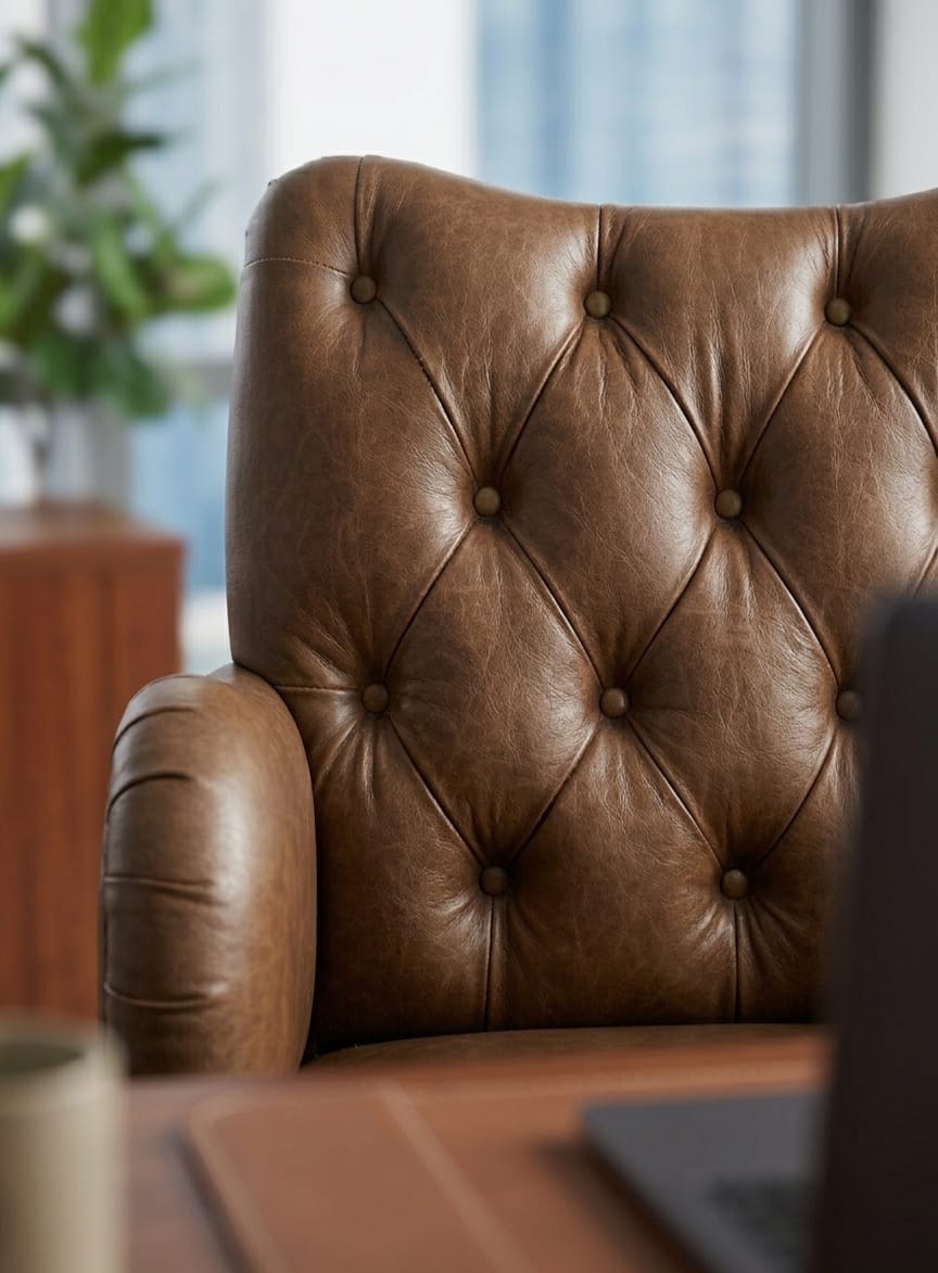 Executive Chesterfield Leather Office Lounge Chair