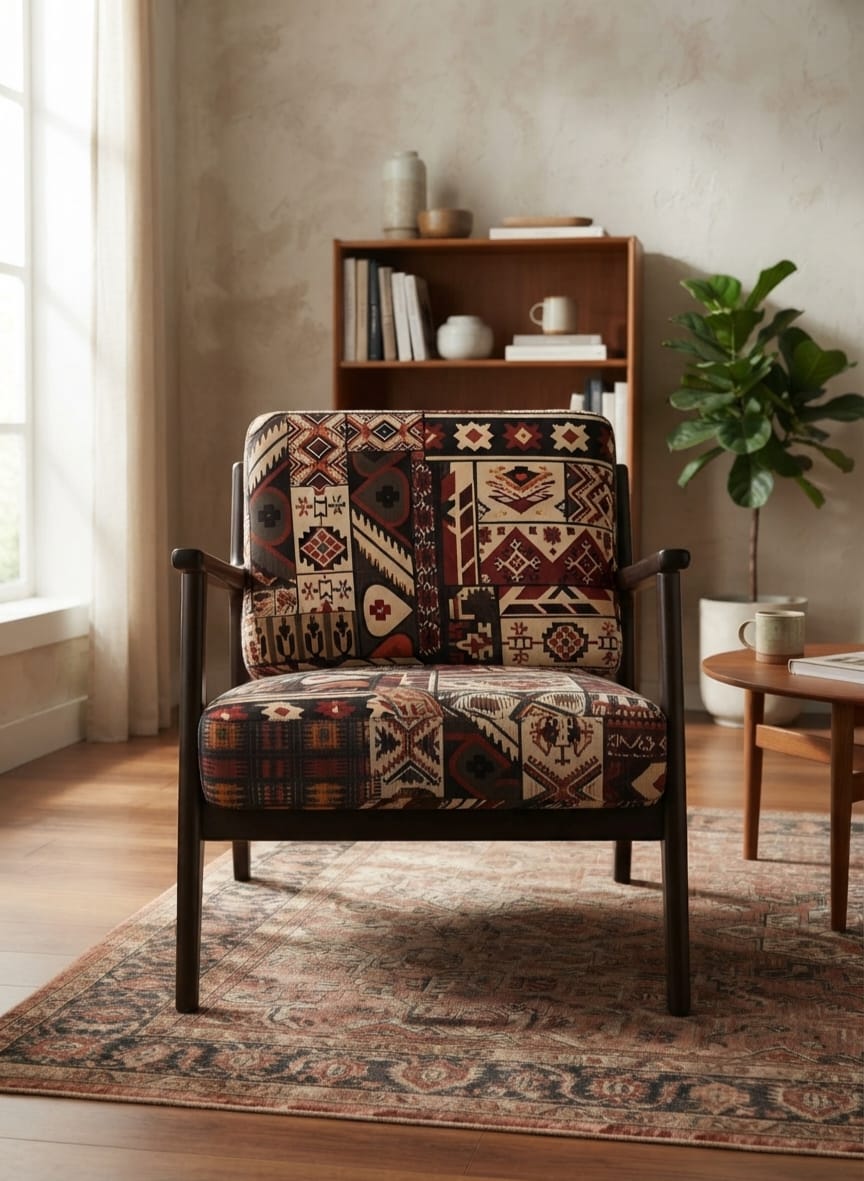 Bohemian Heritage Solid Wood Lounge Armchair