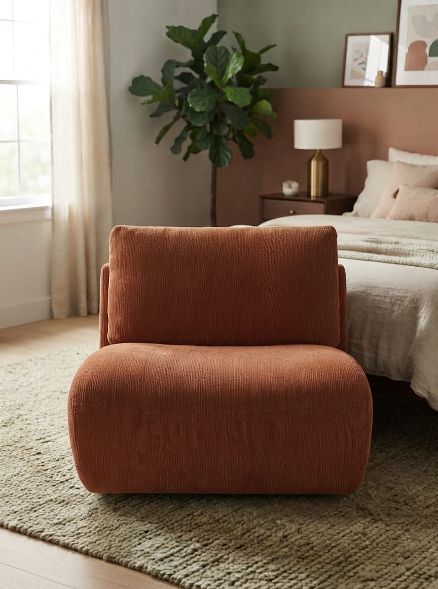 Cinnamon Boucle Modern Lounge Chair