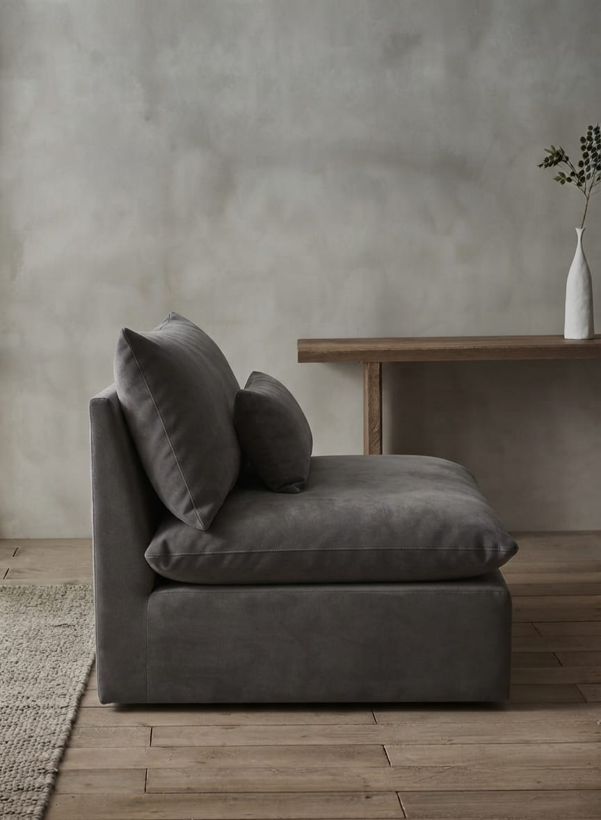 Ash Velvet Cube Lounge Sofa