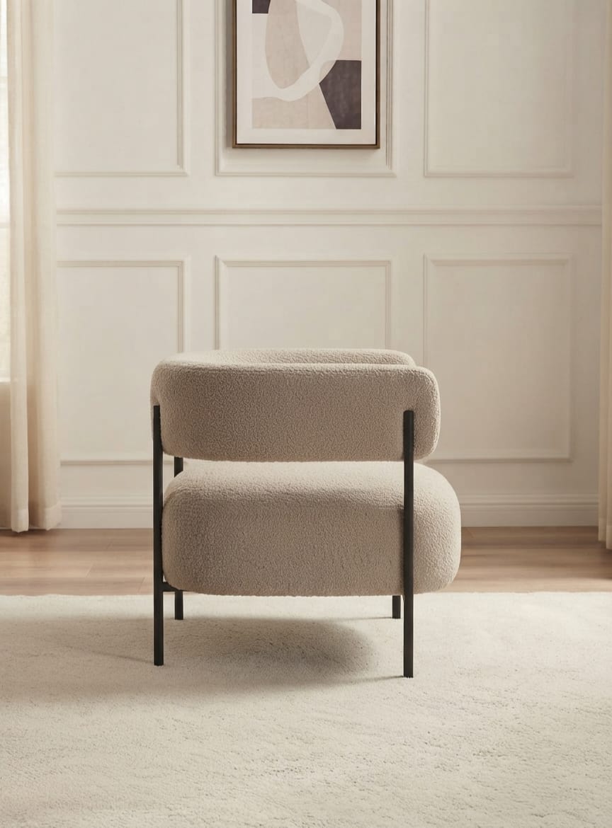 Modern Textured Bouclé Accent Chair