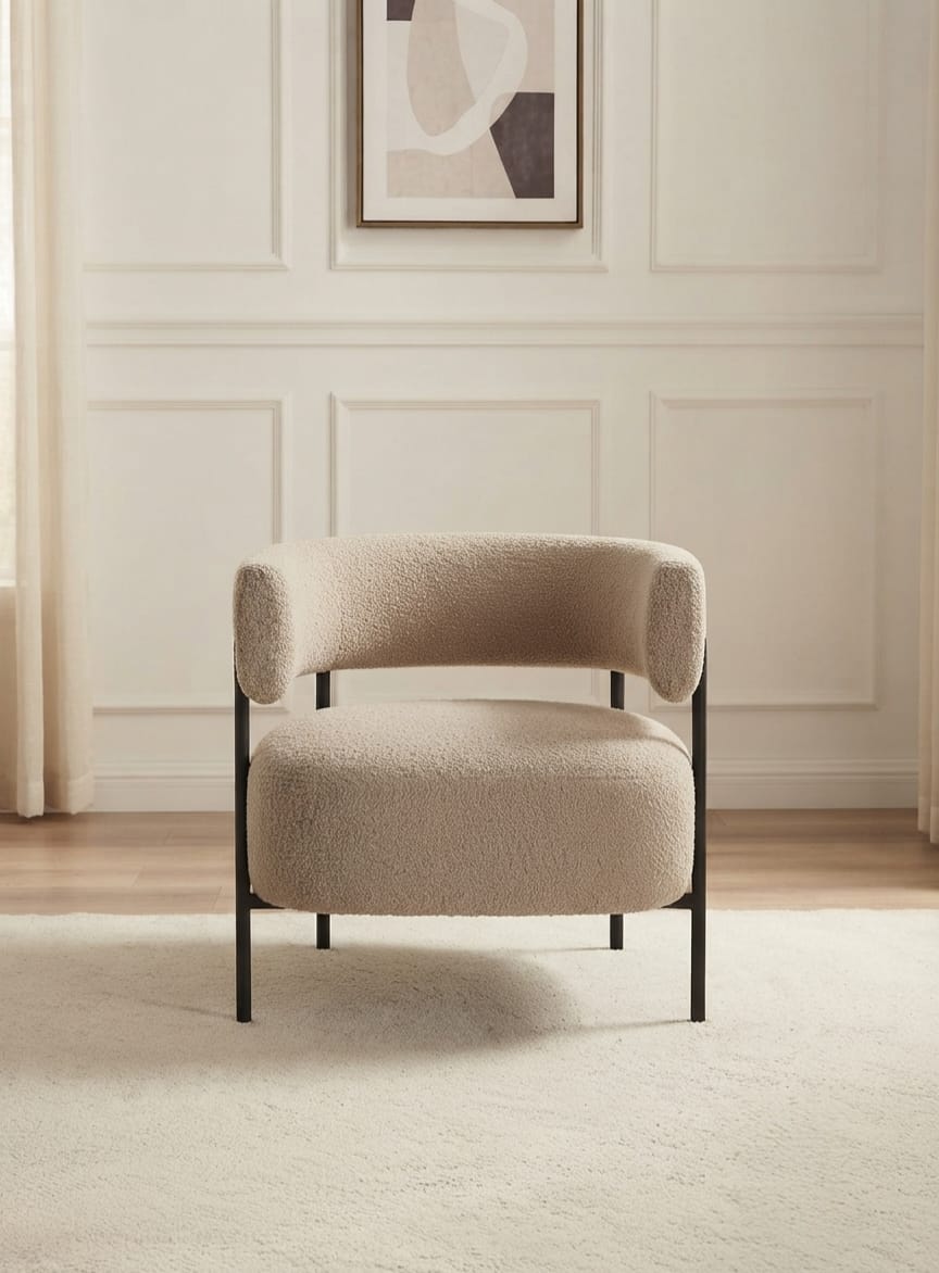 Modern Textured Bouclé Accent Chair