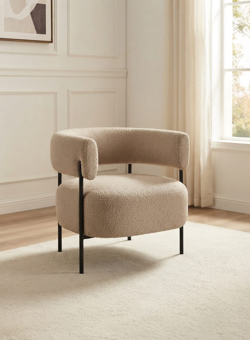 Modern Textured Bouclé Accent Chair