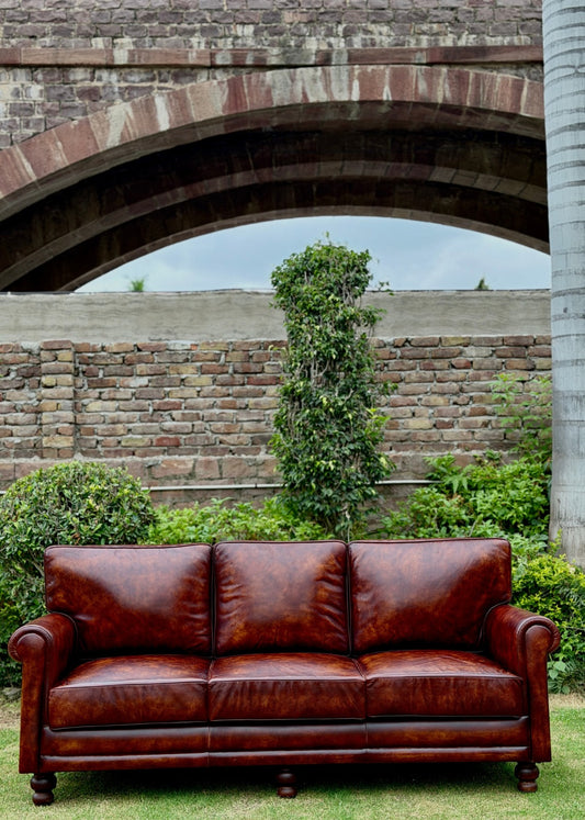 Winchester Burnished Leather 3 Seater Sofa