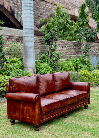 Winchester Burnished Leather 3 Seater Sofa