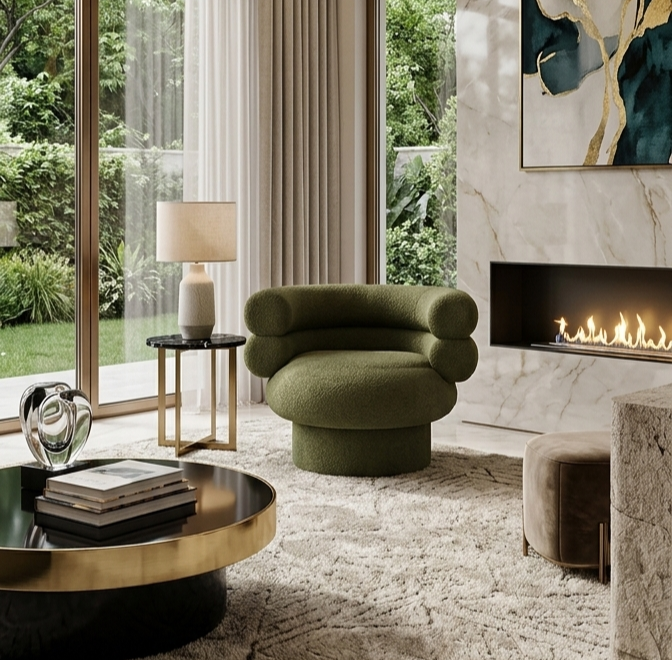 Orbit Luxe Tubular Bouclé Armchair