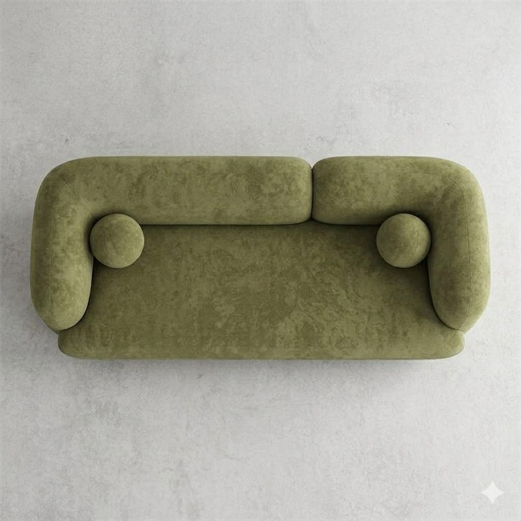 Olive Curve Luxe 3 Seater Sofa Set