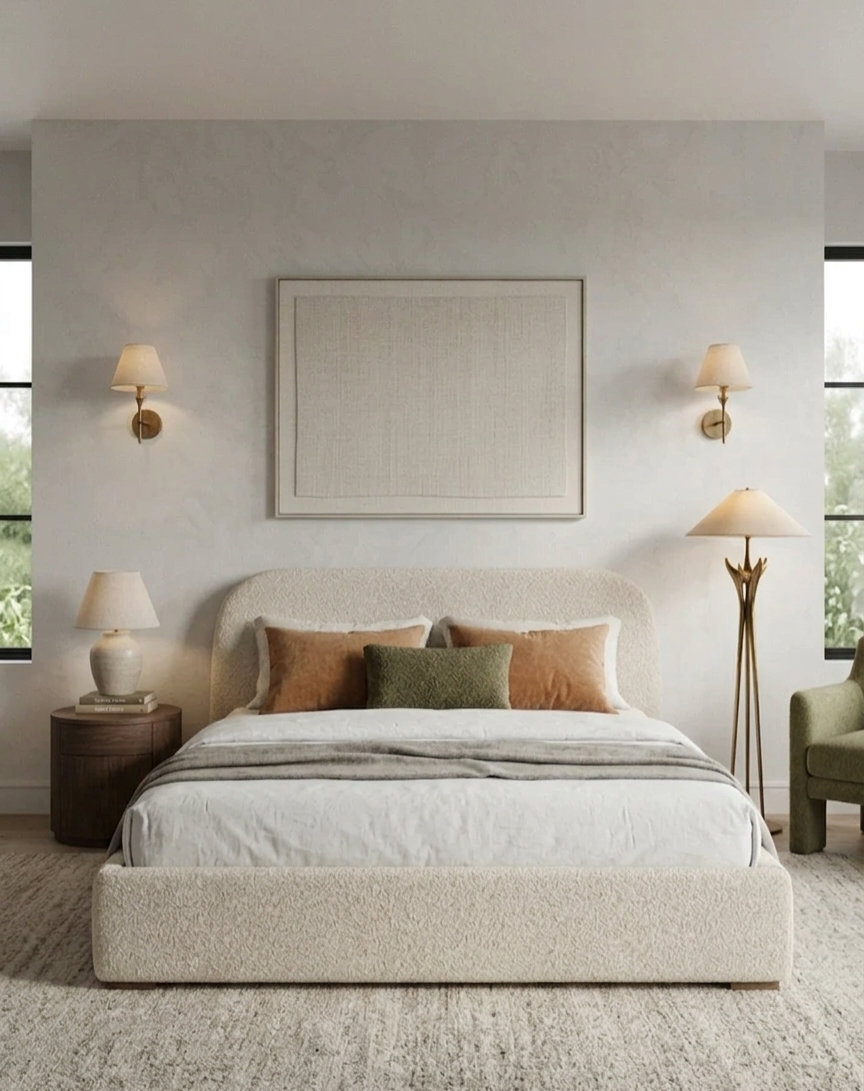 Serene Bouclé Modern Luxury Bed without Storage