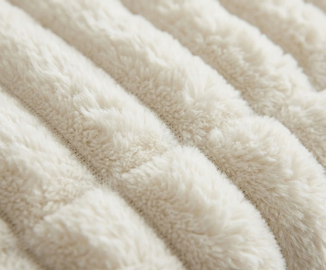 Ivory Plush Ribbed Peal Round Luxury Sofa Set