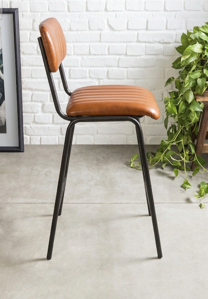 Premium Leather Stool Bar Chair with Metal Frame