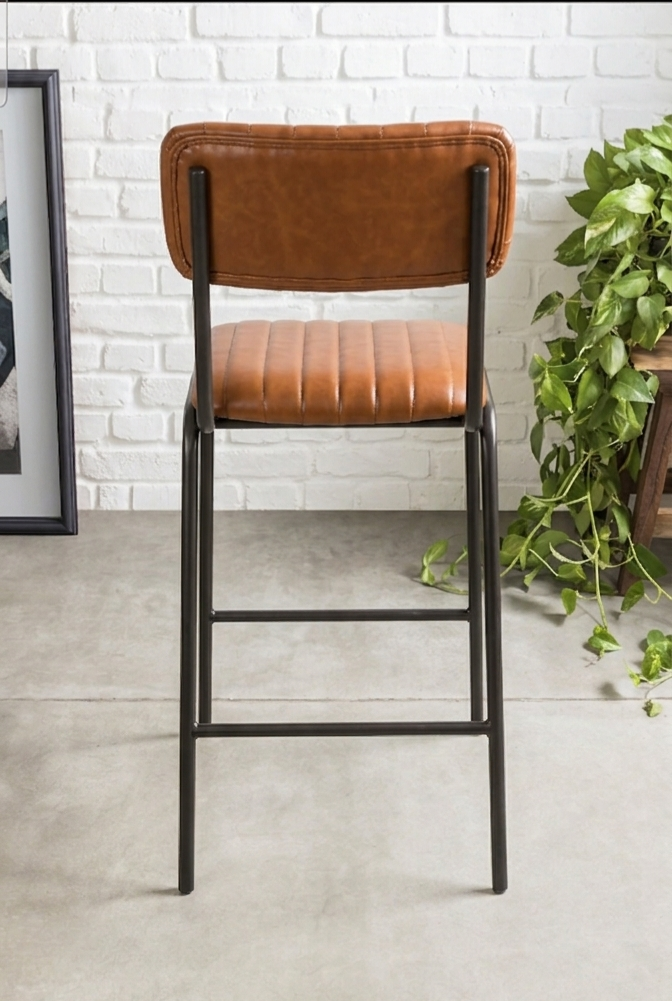 Premium Leather Stool Bar Chair with Metal Frame