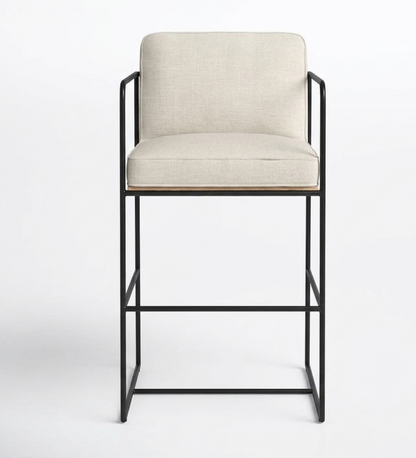 Modern Upholstered Stool Bar Chair with Armrests