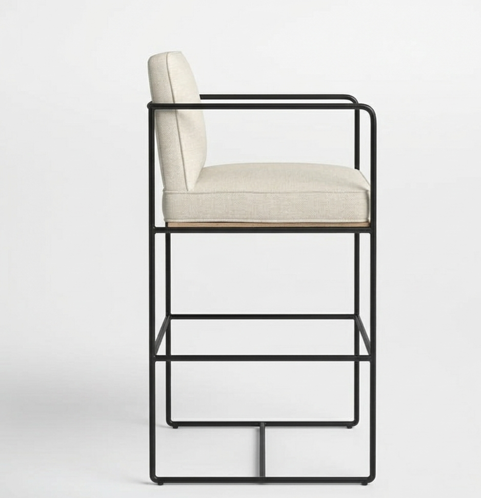 Modern Upholstered Stool Bar Chair with Armrests