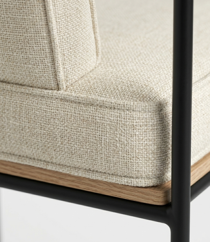 Modern Upholstered Stool Bar Chair with Armrests