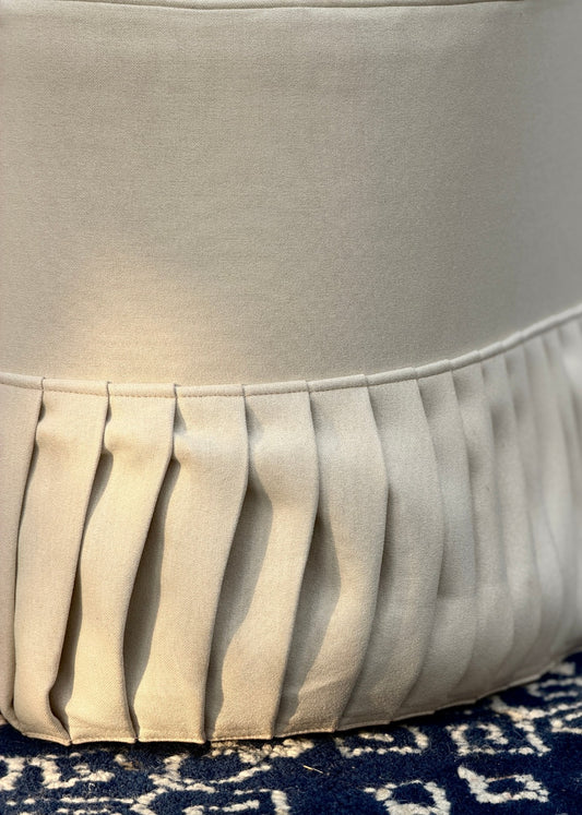 Ivory Pleated Suede Two Seater Sofa