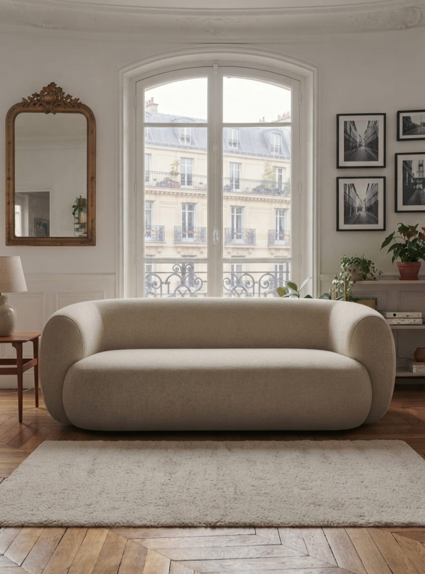 The Modern Curved Bouclé Blob 3-Seater Sofa