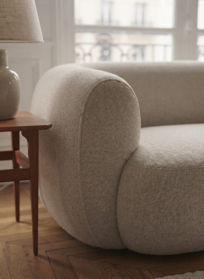 The Modern Curved Bouclé Blob 3-Seater Sofa