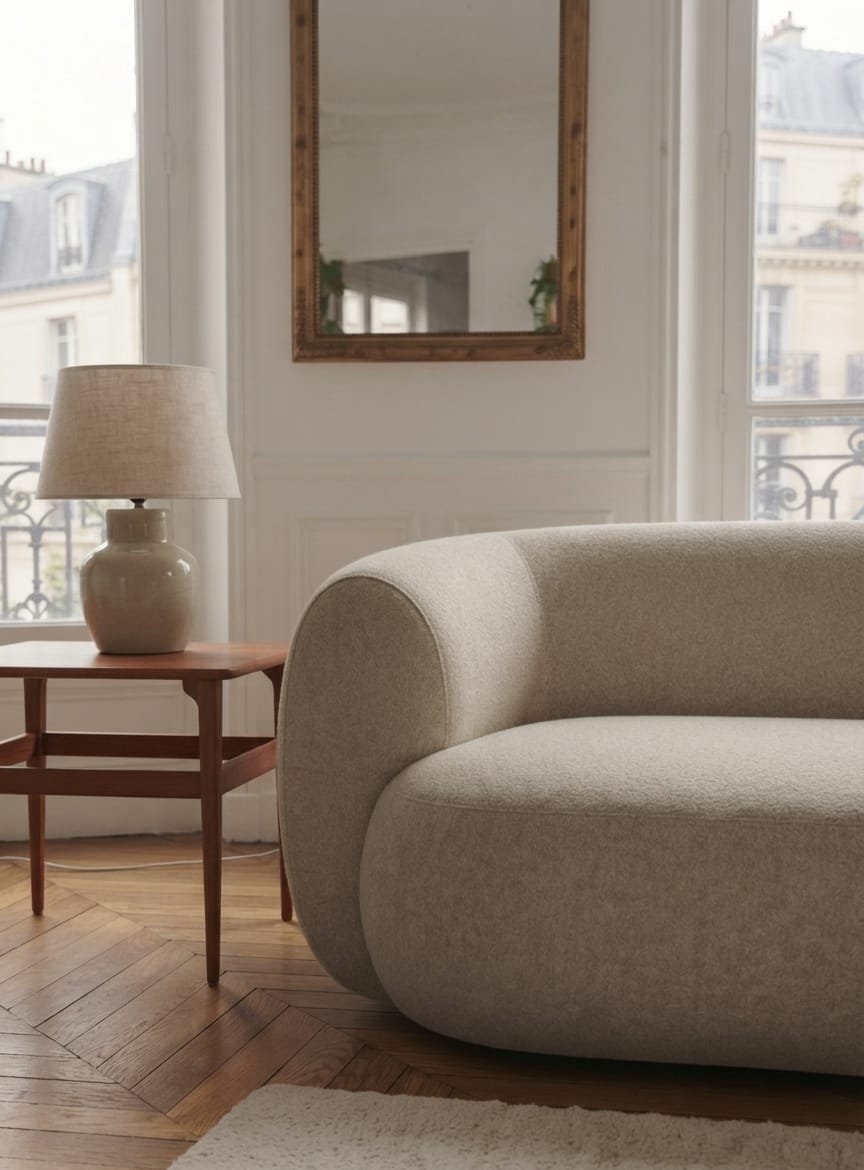 The Modern Curved Bouclé Blob 3-Seater Sofa