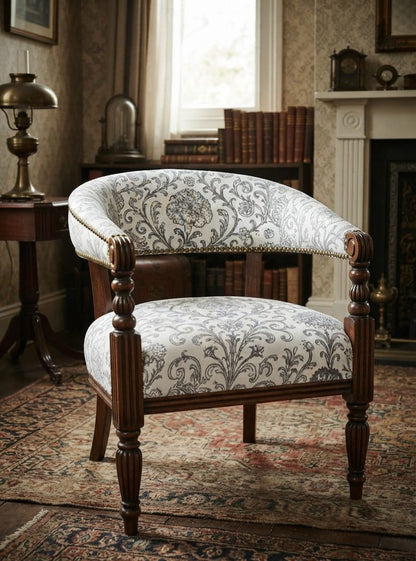 The Regent Vintage Print Tub Suede Chair