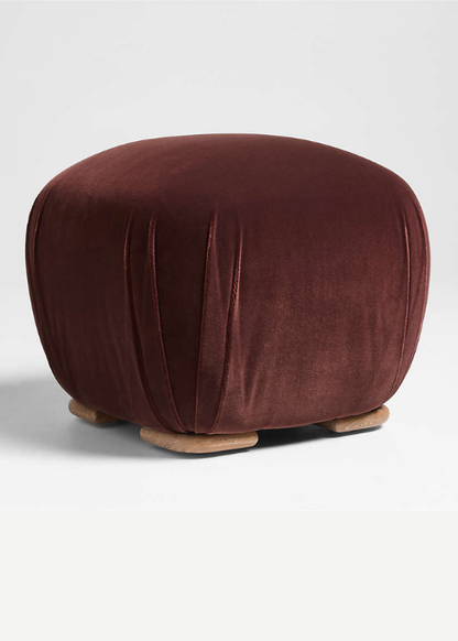 Velvet Round Ottoman Stool for Living Room