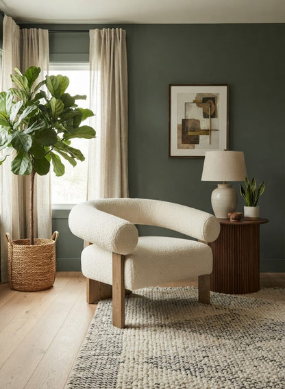 Lunara Elm Arc Boucle Single Seater Sofa Chair