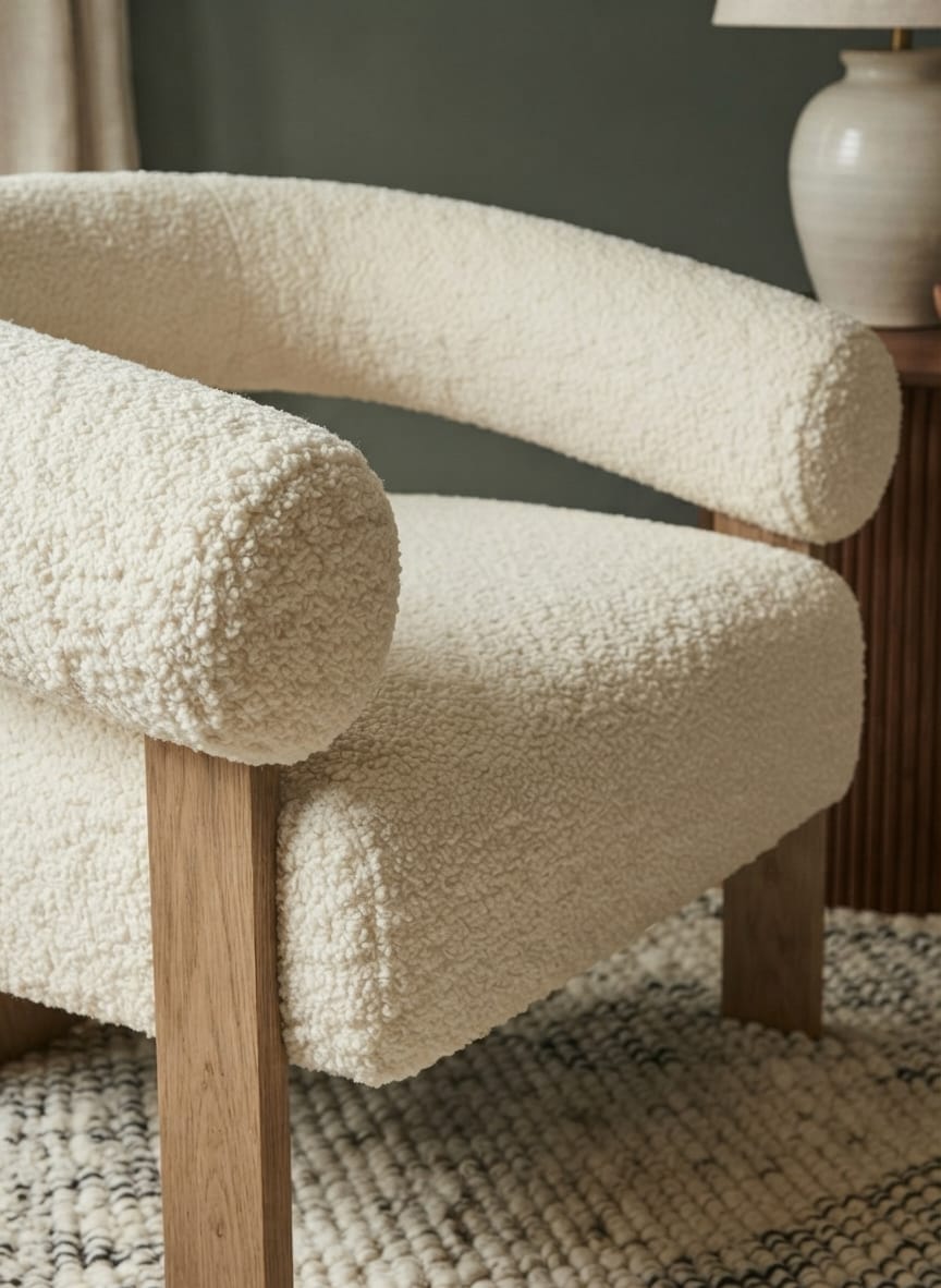 Lunara Elm Arc Boucle Single Seater Sofa Chair
