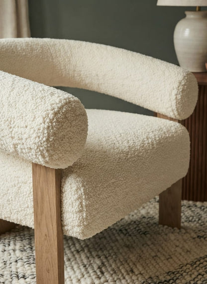 Lunara Elm Arc Boucle Single Seater Sofa Chair