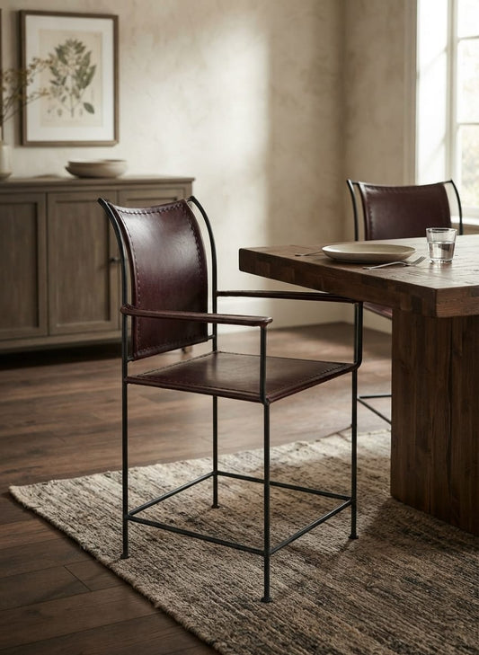 Designer Arm Chair Leather with Minimalist Style
