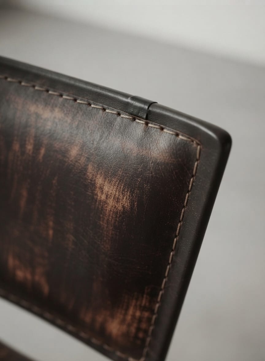 Designer Leather Dining Chair with Industrial Style