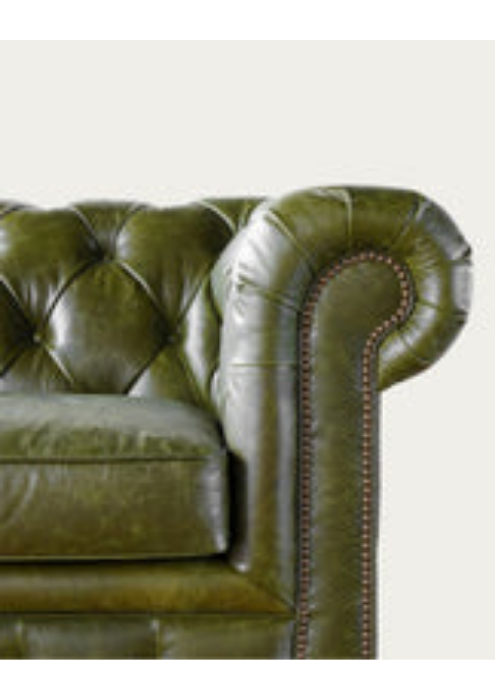 Imperial Chesterfield Leather 3 Seater Sofa Set With Brass Wheels