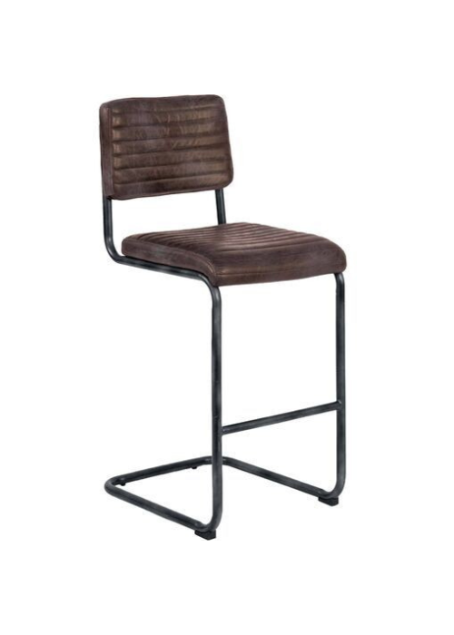 Ribbed Leather Bar Chair Stool