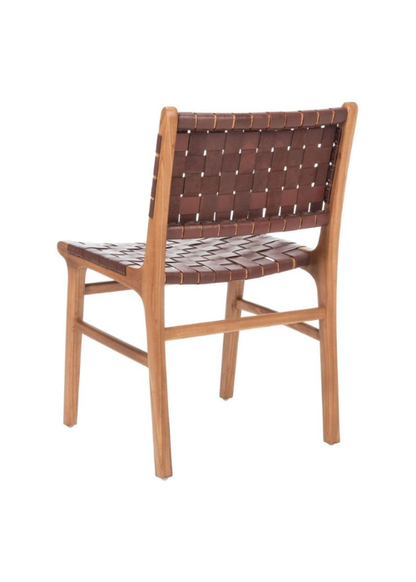 Heritage Weave Wooden Leather Dining Chair