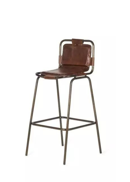 Vintage Leather Frame Bar Chair Stool