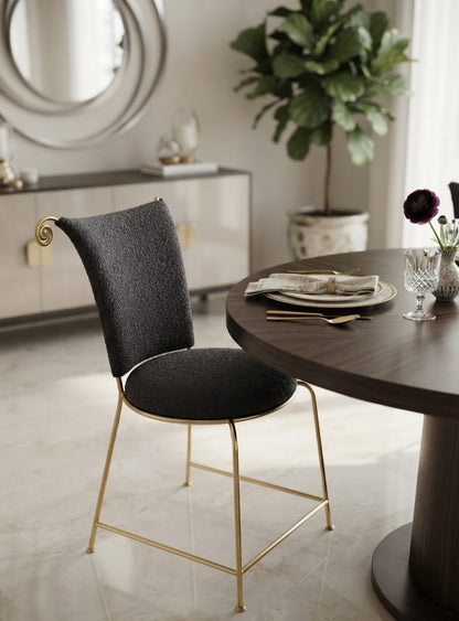 Designer Dining Chair with Gold Iron Base
