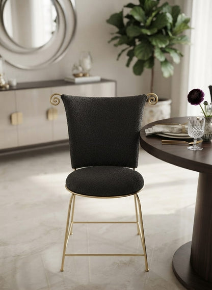 Designer Dining Chair with Gold Iron Base