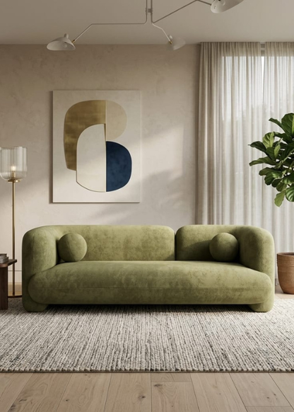 Olive Curve Luxe 3 Seater Sofa Set