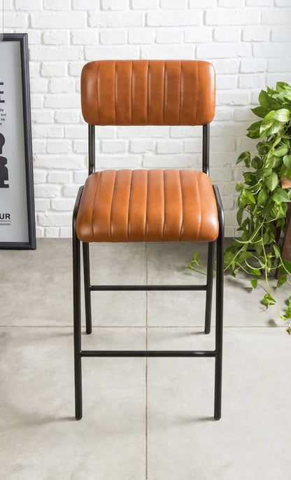 Premium Leather Stool Bar Chair with Metal Frame