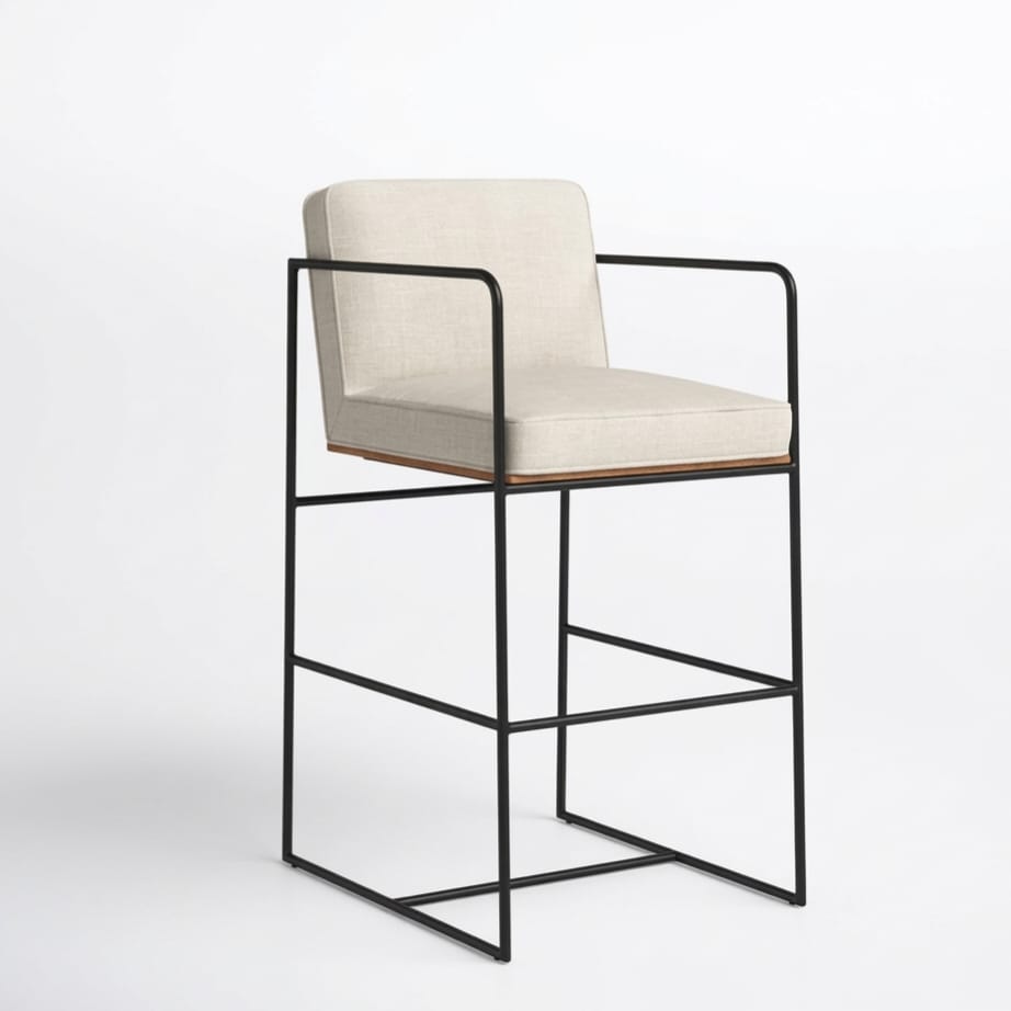 Modern Upholstered Stool Bar Chair with Armrests