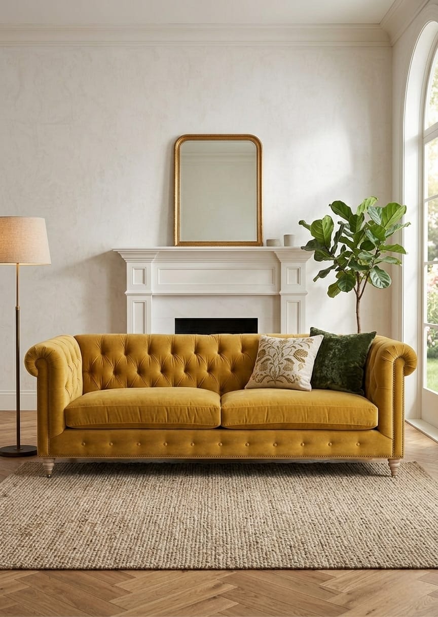 Golden Chesterfield 3 Seater Sofa Set